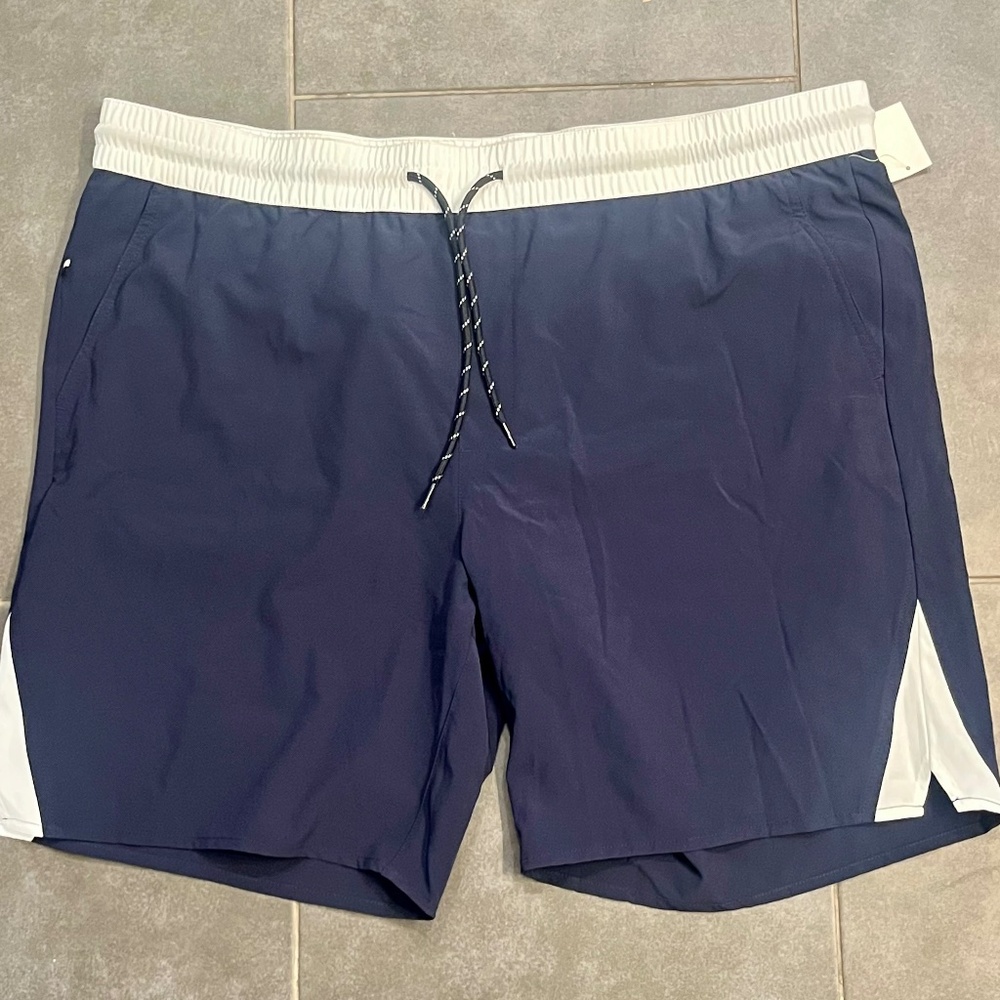 NWT Edgar & Ash Men's Navy Blue White Swim Trunks Shorts Size XXL
